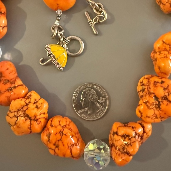 Statement Orange Turquoise Howlite Gemstones with Toggle Clasp STUNNING - Picture 3 of 5